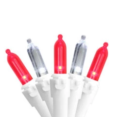 Northlight LED Mini Christmas Lights - Red And Pure White - 16.25' White Wire - 50ct