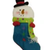 Plush Blue & White Glitter Felt Snowman Christmas Holiday Stocking Snow Man