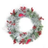 Northlight Berries And Cardinals Nests Flocked Pine Artificial Christmas Wreath - 24" - Unlit