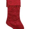 Red Glitter Satin Snowflake Christmas Holiday Stocking With Ruffle