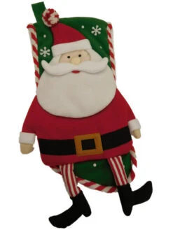 Red & Green Felt Santa Claus Snowflake Christmas Holiday Stocking