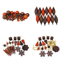 Northlight 125ct Chocolate Brown And Burnt Orange Shatterproof 4-Finish Christmas Ornaments 5.5" (140mm)