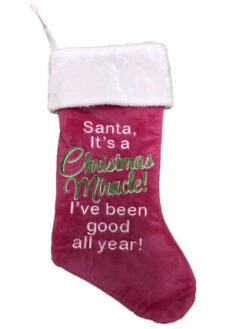 Pink Santa Miracle Good All Year Celebration Christmas Holiday Stocking