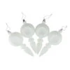 4ct White Retro Reflector Shatterproof Matte Christmas Finial Ornaments 7.5"