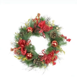 Northlight Bows, Berries And Ornaments Mixed Pine Artificial Christmas Wreath - 26" - Unlit