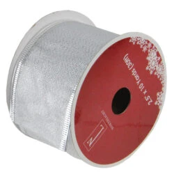 Northlight Shimmering Silver Christmas Wired Craft Ribbon 2.5" X 10 Yards