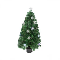Northlight 3' Pre-Lit Color Changing Fiber Optic Artificial Christmas Tree With Snowflakes - Multi Color Lights