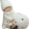 Christmas Snowball With Sitting Boy Tealight Candle Holder - 12.5" - White