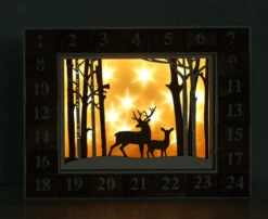 BRUBAKER Reusable Wooden Advent Calendar To Fill - White Winter Landscape With LED Lighting - DIY Christmas Calendar 13.98 X 2.36 X 10.63 Inches -Northlight Sale Store AdventCalendar PETZ170725 4251219616667.3000.004 30544.1633721495