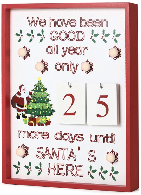 BRUBAKER Christmas Countdown Calendar - Wooden Board With Calendar Sheets - White With 6 LED Lights - 11 X 1.57 X 14 Inches 1 BRUBAKER Christmas Countdown Calendar - Wooden Board With Calendar Sheets - White With 6 LED Lights - 11 X 1.57 X 14 Inches