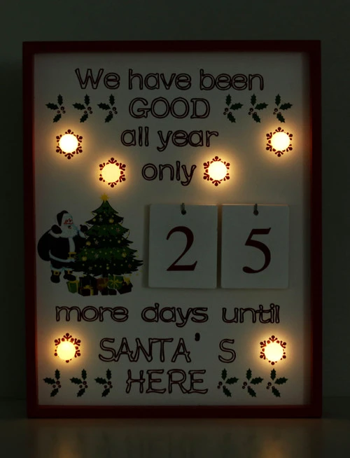 BRUBAKER Christmas Countdown Calendar - Wooden Board With Calendar Sheets - White With 6 LED Lights - 11 X 1.57 X 14 Inches 3 BRUBAKER Christmas Countdown Calendar - Wooden Board With Calendar Sheets - White With 6 LED Lights - 11 X 1.57 X 14 Inches - Image 3