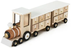 BRUBAKER Reusable Wooden Advent Calendar To Fill - White Locomotive With 24 Doors - DIY Christmas Calendar 18.11 X 3.74 X 4.21 Inches