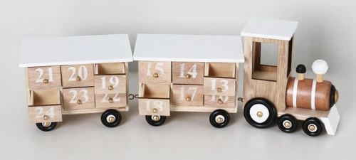 BRUBAKER Reusable Wooden Advent Calendar To Fill - White Locomotive With 24 Doors - DIY Christmas Calendar 18.11 X 3.74 X 4.21 Inches 2 BRUBAKER Reusable Wooden Advent Calendar To Fill - White Locomotive With 24 Doors - DIY Christmas Calendar 18.11 X 3.74 X 4.21 Inches - Image 2