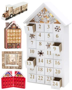 BRUBAKER Reusable Wooden Advent Calendar To Fill - White Snow House With LED Lighting - DIY Christmas Calendar 9.57 X 17.72 X 3.15 Inches -Northlight Sale Store AdventCalendar PETZ171440 4251219616650.2500.010 03621.1633722399