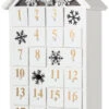 BRUBAKER Reusable Wooden Advent Calendar To Fill - White Snow House With LED Lighting - DIY Christmas Calendar 9.57 X 17.72 X 3.15 Inches
