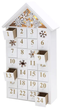 BRUBAKER Reusable Wooden Advent Calendar To Fill - White Snow House With LED Lighting - DIY Christmas Calendar 9.57 X 17.72 X 3.15 Inches -Northlight Sale Store AdventCalendar PETZ171440 4251219616650.3000.002 74034.1633722395
