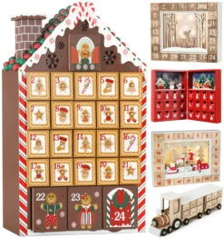 BRUBAKER Reusable Wooden Advent Calendar To Fill - Gingerbread House With LED Lighting - DIY Christmas Calendar 10.31 X 17.72 X 2.17 Inches -Northlight Sale Store AdventCalendar PETZ171446 4251219616681.2500.010 26972.1633721511