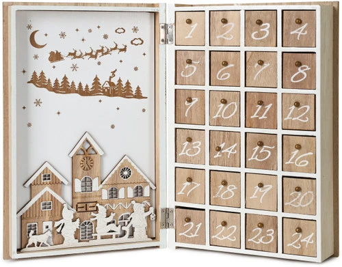 BRUBAKER Reusable Wooden Advent Calendar To Fill - Merry Christmas Book - DIY Christmas Calendar 7.72 X 2.95 X 11.81 Inches 2 BRUBAKER Reusable Wooden Advent Calendar To Fill - Merry Christmas Book - DIY Christmas Calendar 7.72 X 2.95 X 11.81 Inches - Image 2