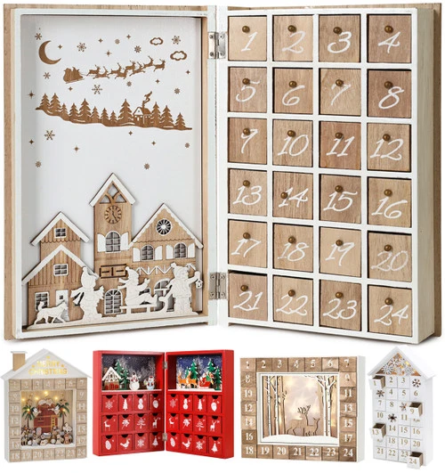BRUBAKER Reusable Wooden Advent Calendar To Fill - Merry Christmas Book - DIY Christmas Calendar 7.72 X 2.95 X 11.81 Inches 6 BRUBAKER Reusable Wooden Advent Calendar To Fill - Merry Christmas Book - DIY Christmas Calendar 7.72 X 2.95 X 11.81 Inches - Image 6