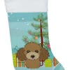 Christmas Tree And Chocolate Brown Poodle Christmas Stocking BB1628CS