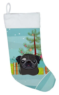 Christmas Tree And Black Pug Christmas Stocking BB1635CS