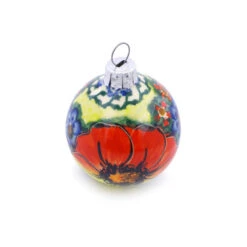 Polmedia Polish Pottery Christmas Ball Ornament 3" Mystical Garden