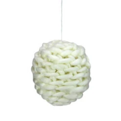 Northlight Cream White Knit Hanging Shatterproof Christmas Ball Ornament 7" (175mm)