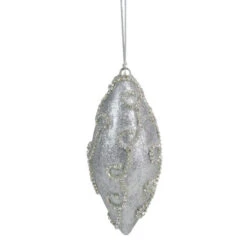 Glitter Silver Shatterproof Christmas Finial Ornament 6"