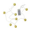 Northlight 8 Battery Operated Gold LED Jingle Bell Christmas Lights - Clear Wire