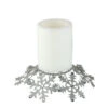 Northlight 9" Silver Snowflake Glittered And Jeweled Christmas Pillar Candle Holder