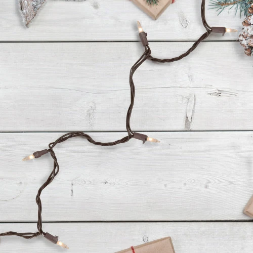 Mini Commercial Christmas Light Set - Clear - 300ct - 68' Brown Wire 2 Mini Commercial Christmas Light Set - Clear - 300ct - 68' Brown Wire - Image 2