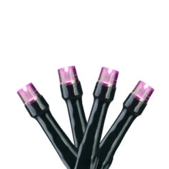 20 Battery Operated Pink LED Christmas Micro Light Set - 7.25 Ft Green Wire