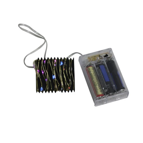 35 Battery Operated Silver LED Rainbow Micro Fairy Christmas Lights - 6 Ft Gold Copper Wire 2 35 Battery Operated Silver LED Rainbow Micro Fairy Christmas Lights - 6 Ft Gold Copper Wire - Image 2