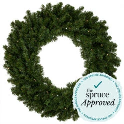 Northlight Pre-Lit Commercial Canadian Pine Artificial Christmas Wreath - 5' - Clear Lights 7 Northlight Pre-Lit Commercial Canadian Pine Artificial Christmas Wreath - 5' - Clear Lights -Northlight Sale Store canadianpine sprucebadge 92287.1701883384