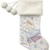 Disney Frozen White Glitter & Faux Fur Holiday Christmas Stocking