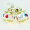 Set Of 4 Clear Battery Operated LED Lighted Stripe And Dot Lass Christmas Ball Ornaments 3.25" (80mm)