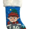 Fuzzy Blue Elf Video Gamer Lag Holiday Christmas Stocking