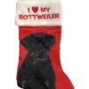 Red Satin I Love My Rottwiler Dog Christmas Holiday Stocking