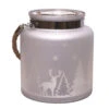 Winter Scene Matte Pillar Candle Holder Christmas Lantern - 8"