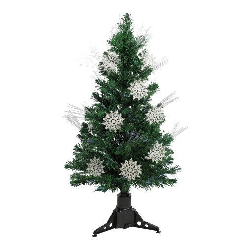 Northlight 3' Pre-Lit Fiber Optic Artificial Christmas Tree With White Snowflakes - Multi-Color Lights 1 Northlight 3' Pre-Lit Fiber Optic Artificial Christmas Tree With White Snowflakes - Multi-Color Lights