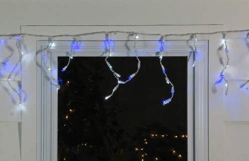 Northlight 100ct Blue And Pure White LED Wide Angle Icicle Christmas Lights, 5.5 Ft White Wire 3 Northlight 100ct Blue And Pure White LED Wide Angle Icicle Christmas Lights, 5.5 Ft White Wire - Image 3