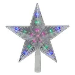 9.5" Lighted Clear 5 Point Star Christmas Tree Topper - Multicolor LED Lights