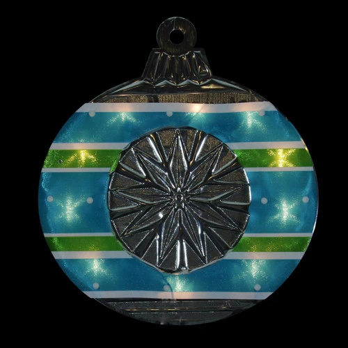 Christmas Central 15.5" Blue And Green Lighted Christmas Ornament Window Silhouette 2 Christmas Central 15.5" Blue And Green Lighted Christmas Ornament Window Silhouette - Image 2