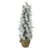 Northlight 2ft Potted Flocked Mini Pine Slim Christmas Tree With Berries - Unlit