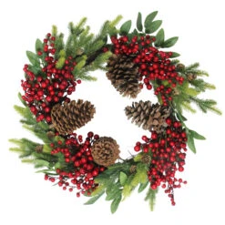 Northlight Real Touchâ„¢ Pinecone And Berry Artificial Christmas Wreath - 22" - Unlit