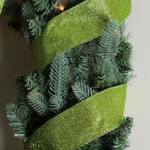 Northlight Shimmering Lime Green Solid Wired Christmas Craft Ribbon - 2.5" X 10 Yards 3 Northlight Shimmering Lime Green Solid Wired Christmas Craft Ribbon - 2.5" X 10 Yards - Image 3