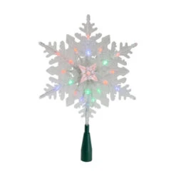 Northlight 15" Lighted Three Dimensional Snowflake Christmas Tree Topper - Multi Colored Lights