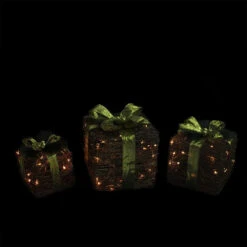 Northlight Lighted Glitter Rattan Gift Boxes Christmas Decoration - 12" - Clear Lights - Set Of 3 -Northlight Sale Store lgdwtchk5l9lygwslwxrnmps29toisin 08620.1588414978