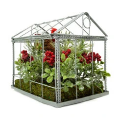 Cardinal Boxwood Artificial Christmas Greenhouse Arrangement - 9" - Red And Green