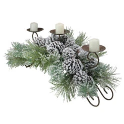 Northlight 30" Green Frosted Pine Needle And Pine Cone Christmas Candle Holder -Northlight Sale Store melrose 69409 1 01456.1588396902